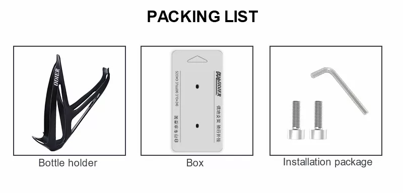 Packing List of Ultra Light Carbon Fiber Bike Bottle Cage BH01 Packing List of Ultra Light Carbon Fiber Bike Bottle Cage BH01